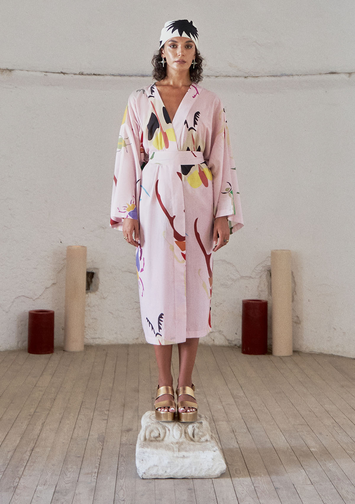 Pembe Desenli Kimono