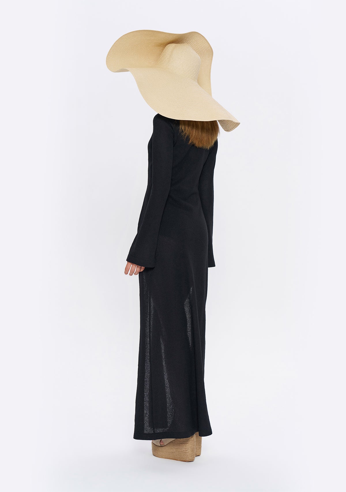 Si Yırtmaçlı Uzun Kollu Siyah Triko Elbise