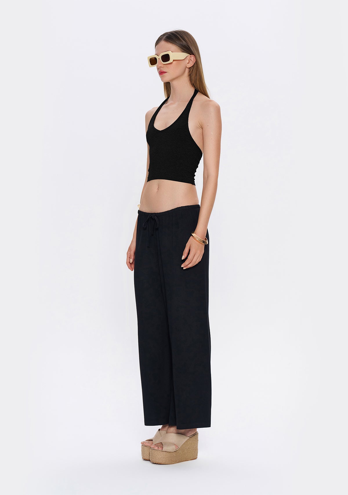 Halter Yaka Siyah Yumuşak  Bluz