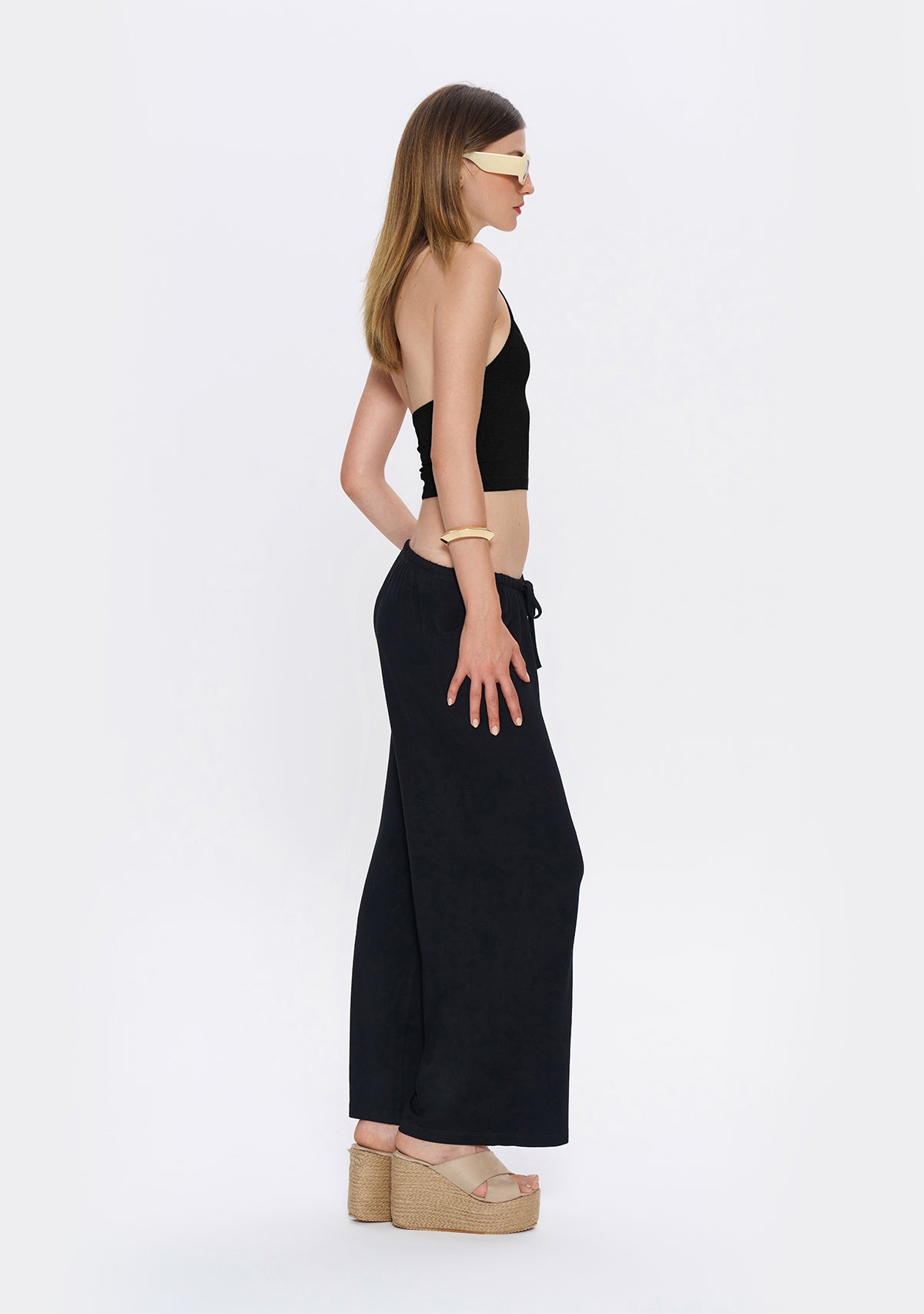 Halter Yaka Siyah Yumuşak  Bluz
