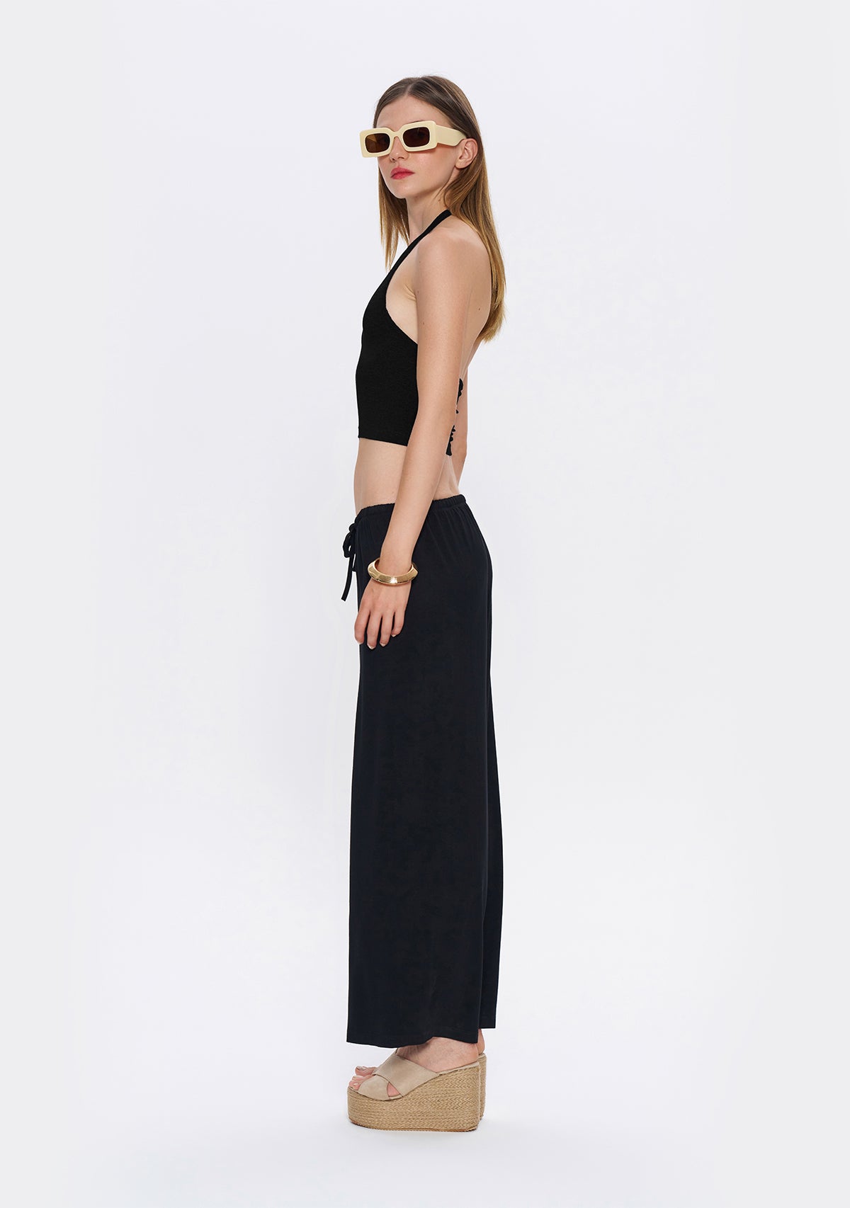Halter Yaka Siyah Yumuşak  Bluz