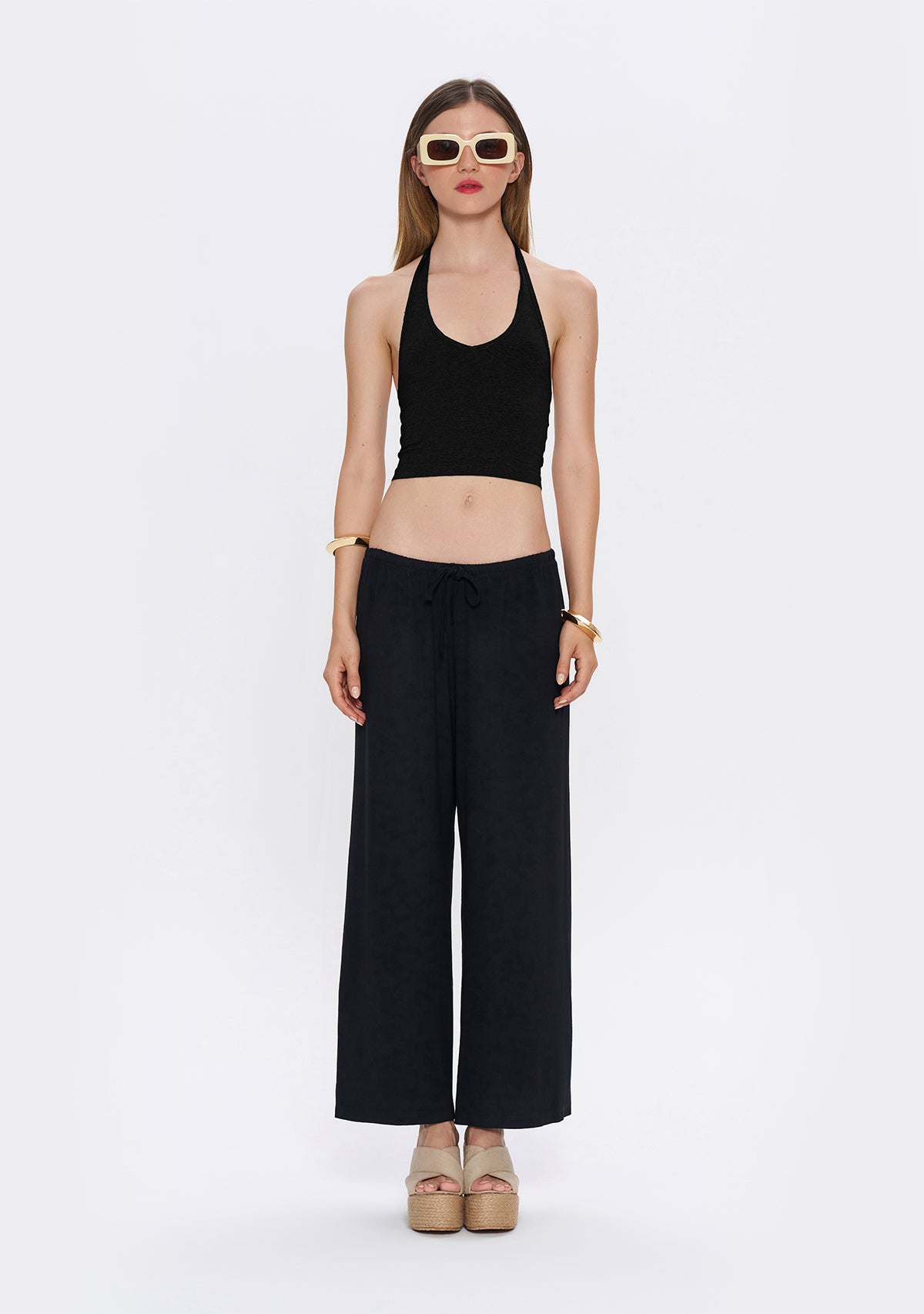 Halter Yaka Siyah Yumuşak  Bluz