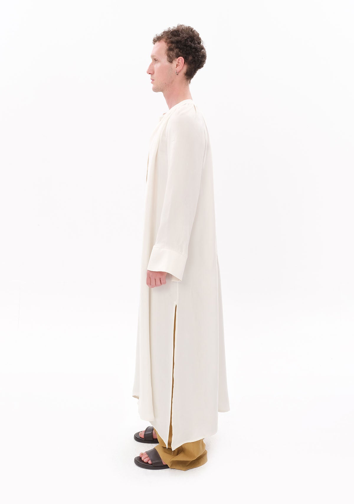 Beyaz Luxe Tencel™ Reglan Kol Elbise