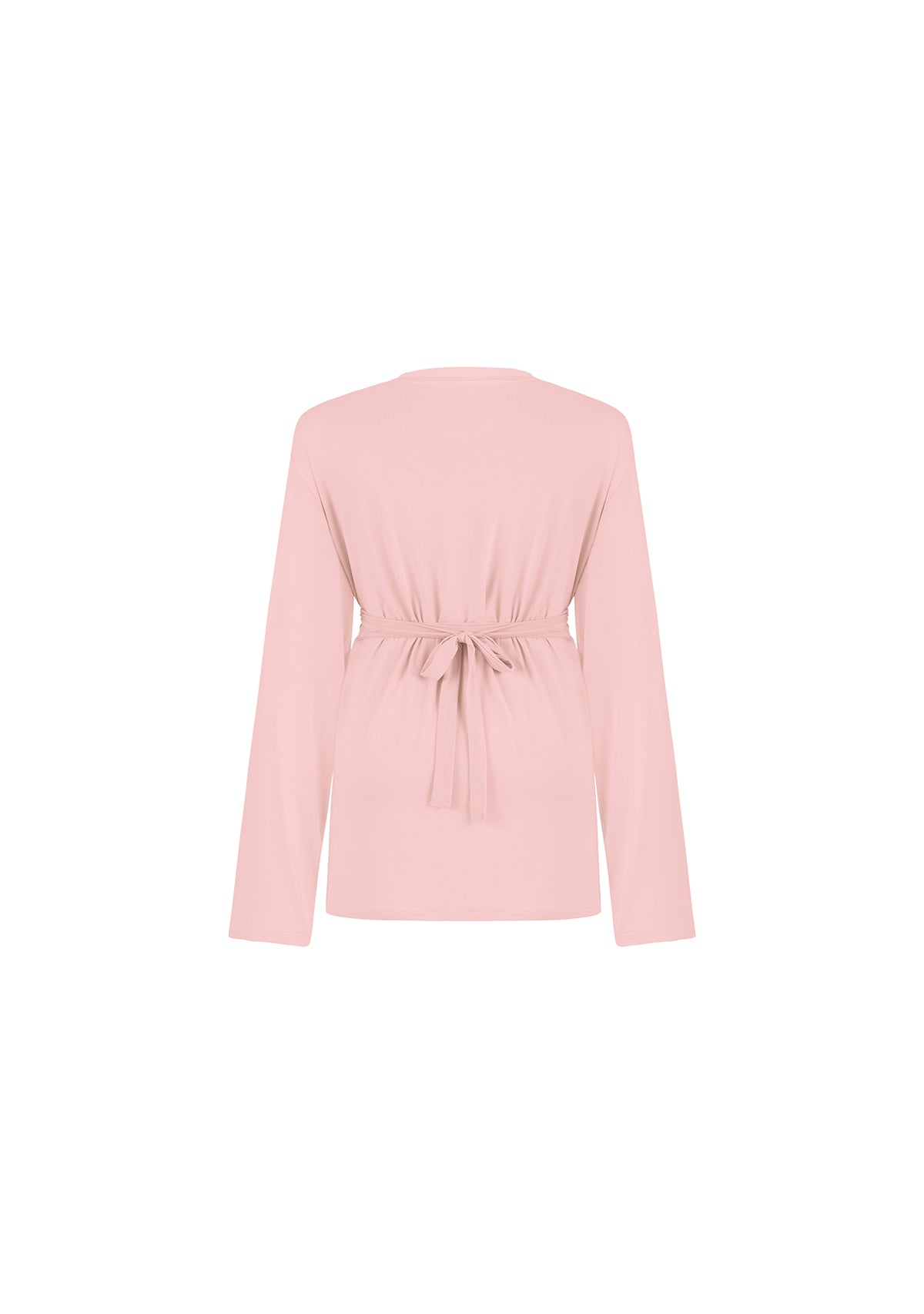 Pudra pembe bağlamalı gömlek, mankensiz hayalet arka görsel çekim.