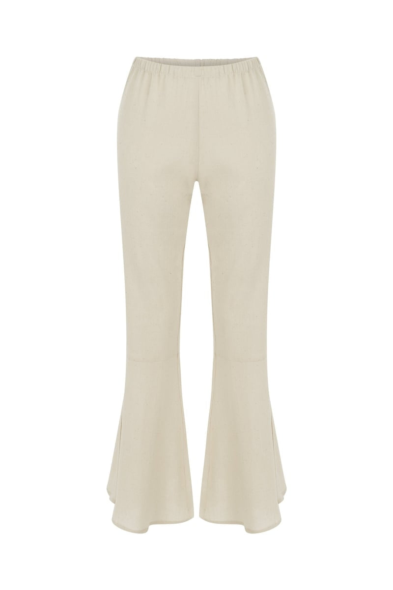 Si Cream Embellished Linen Pants