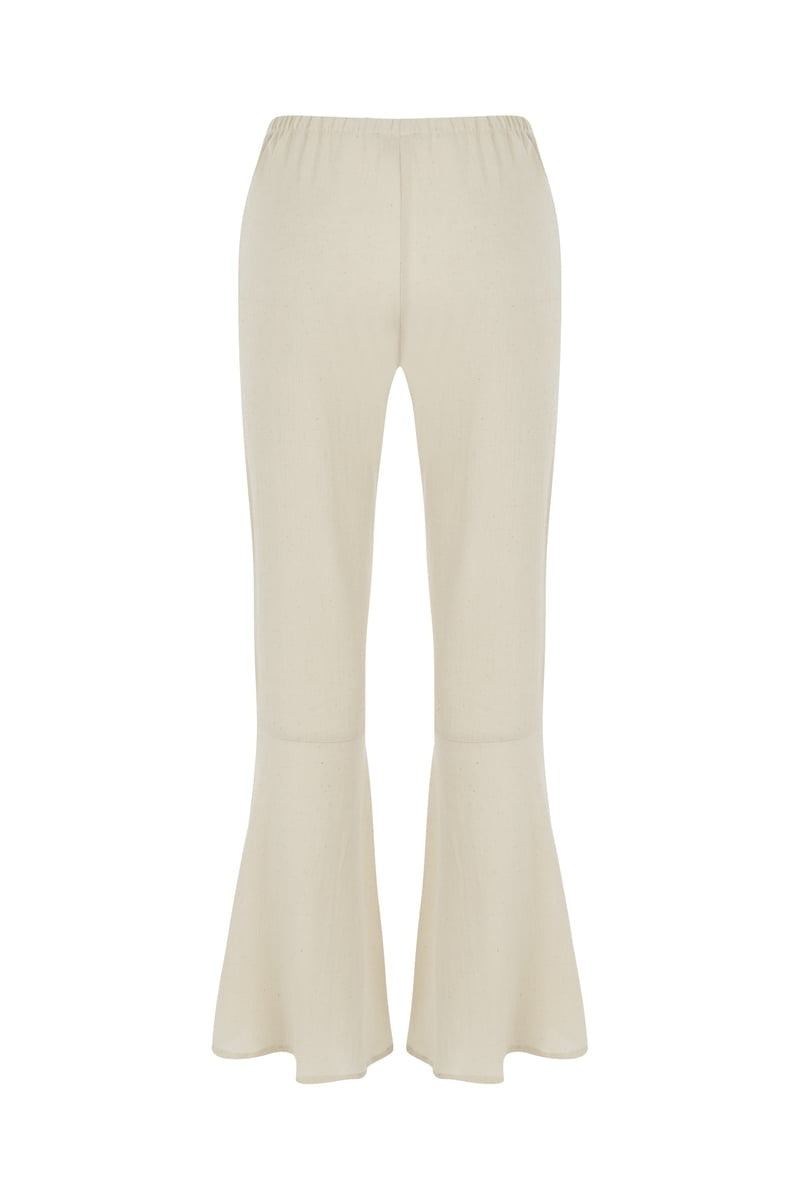 Si Cream Embellished Linen Pants