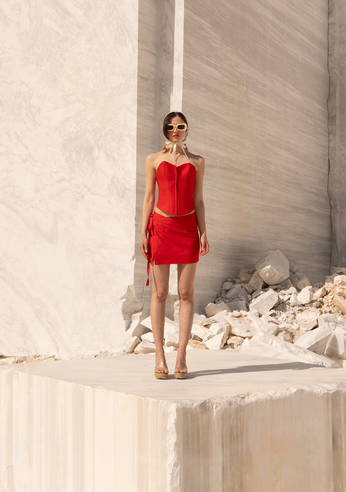 Red Silent Drama Wrap Skirt