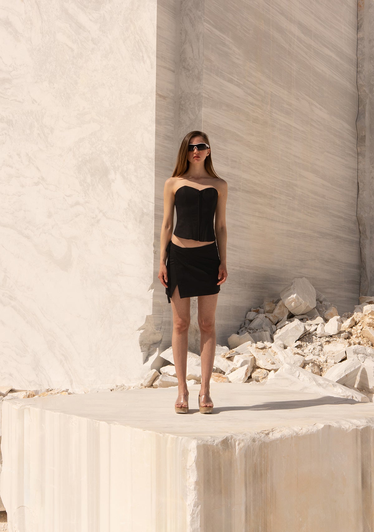 Black Silent Drama Wrap Skirt