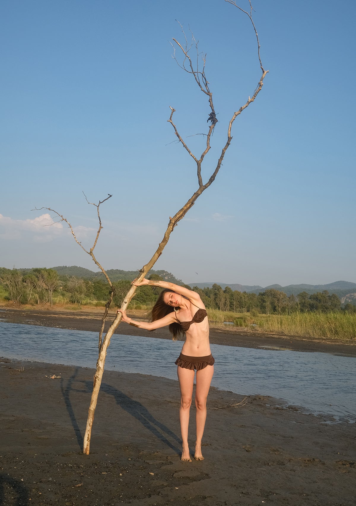 Brown Wave Skirt Bikini Bottom