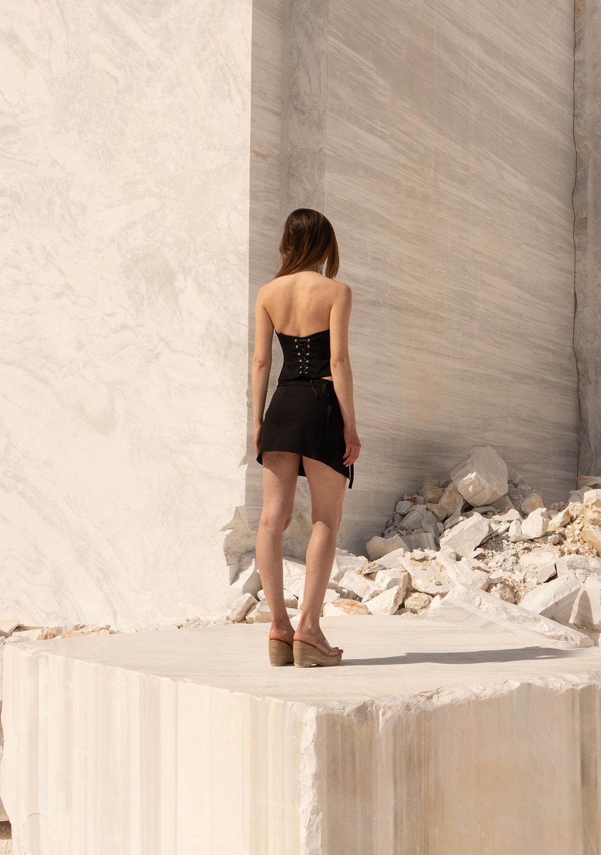 Black Silent Drama Wrap Skirt