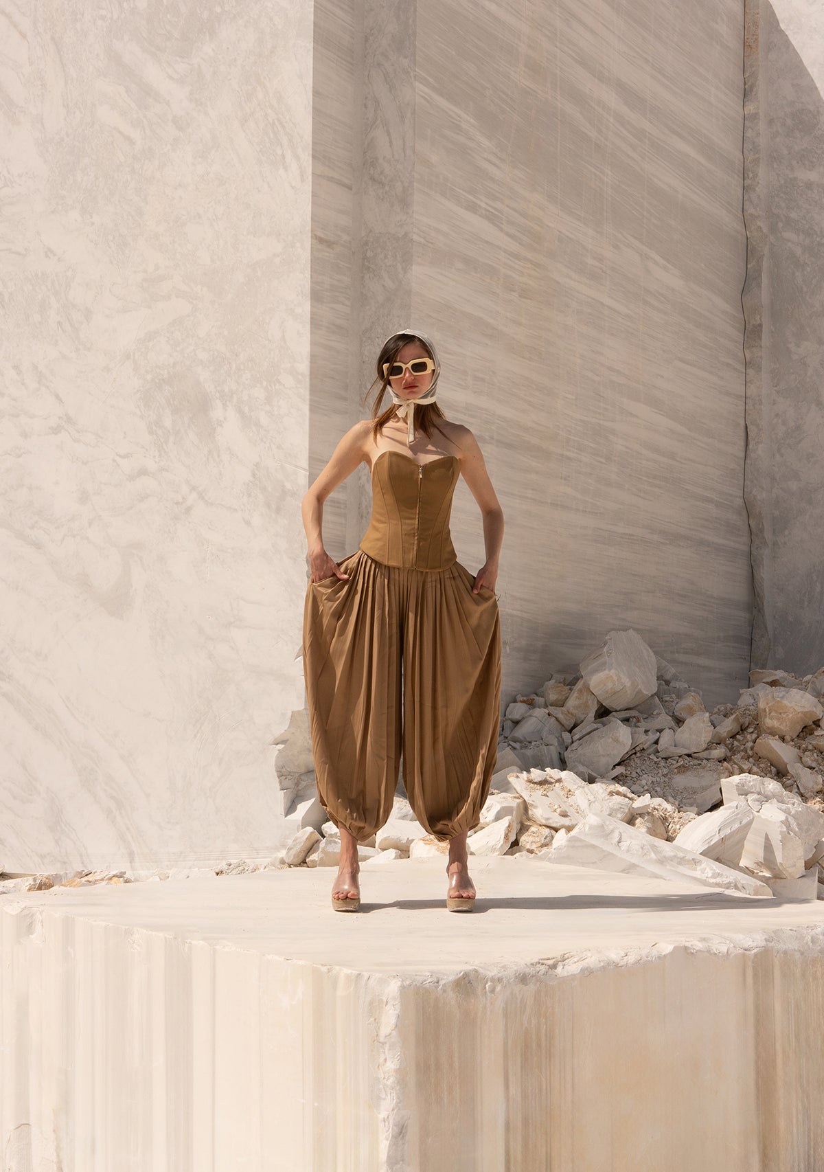 Beige Laughing Oracle Trousers