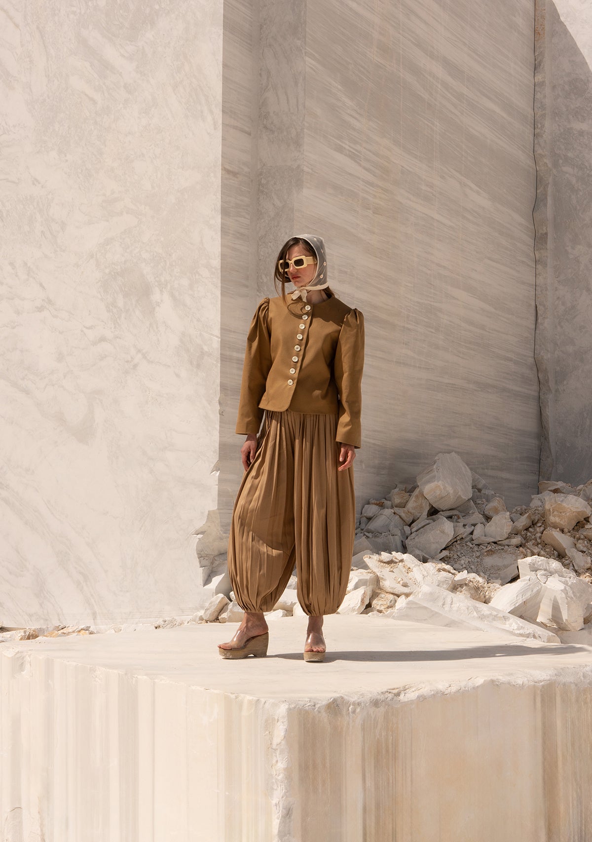Beige Laughing Oracle Trousers