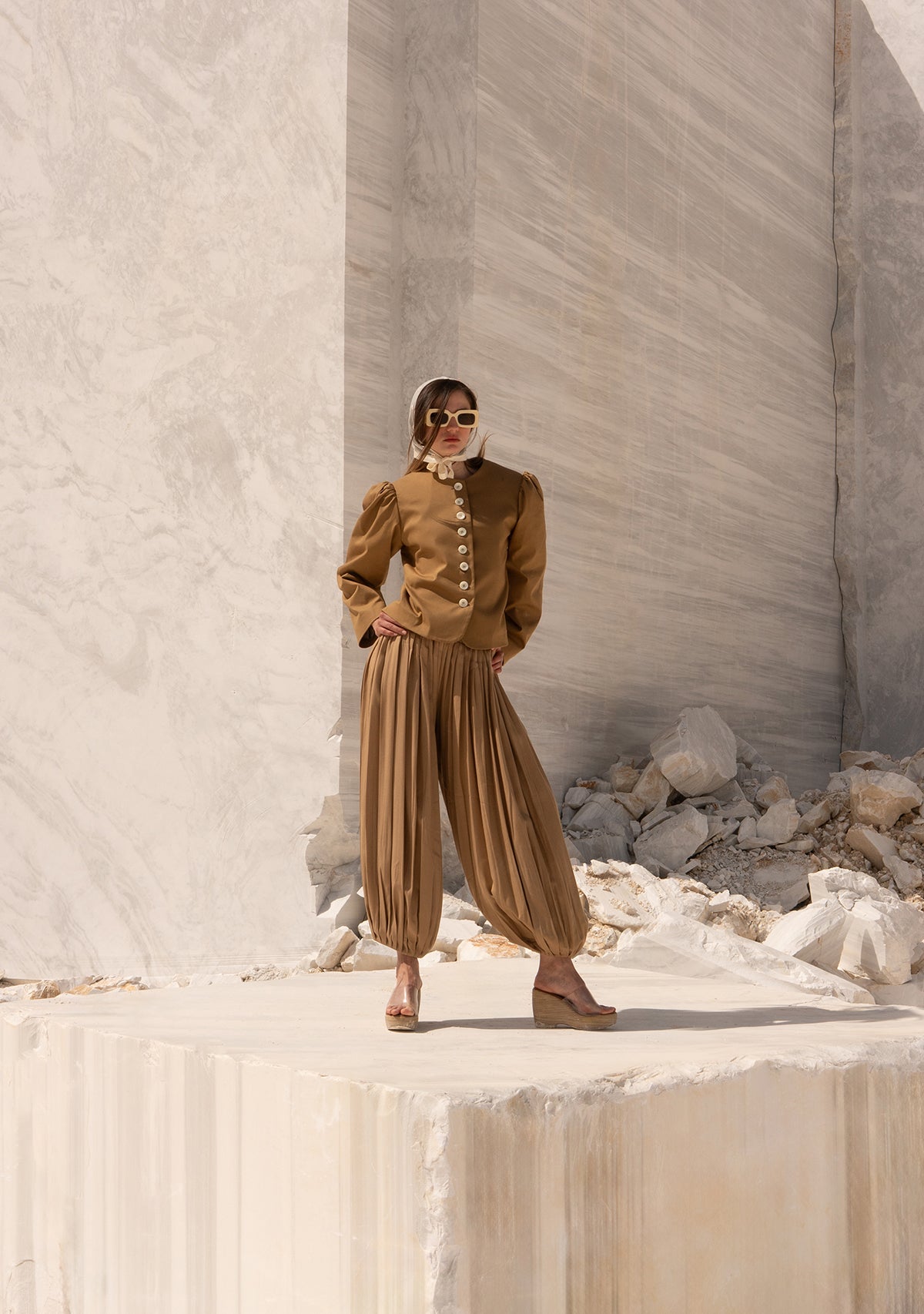Beige Laughing Oracle Trousers