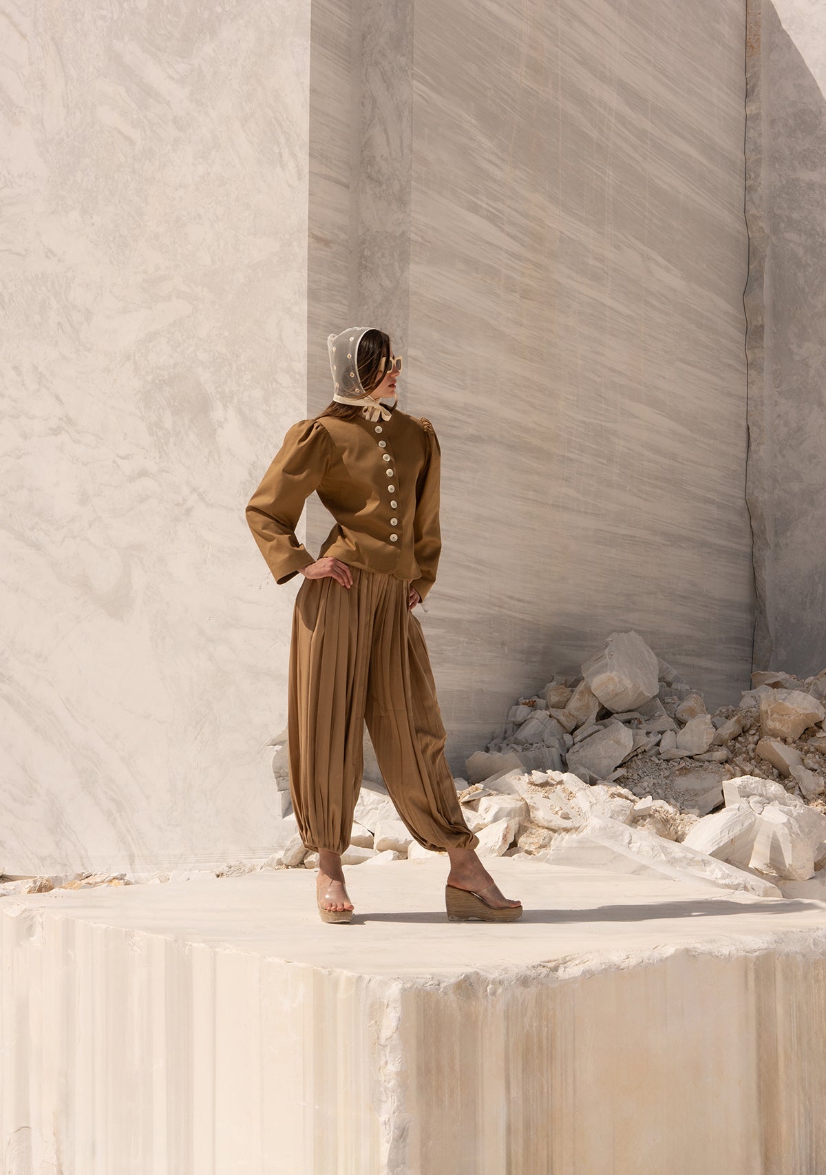 Beige Laughing Oracle Trousers
