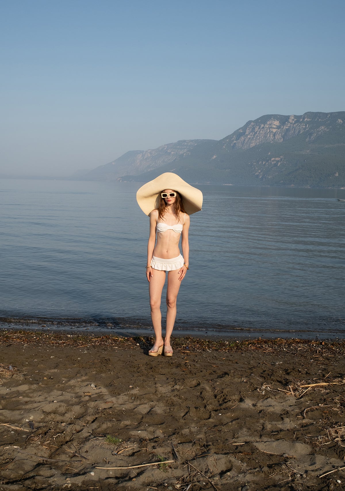 White Wave Skirt Bikini Bottom