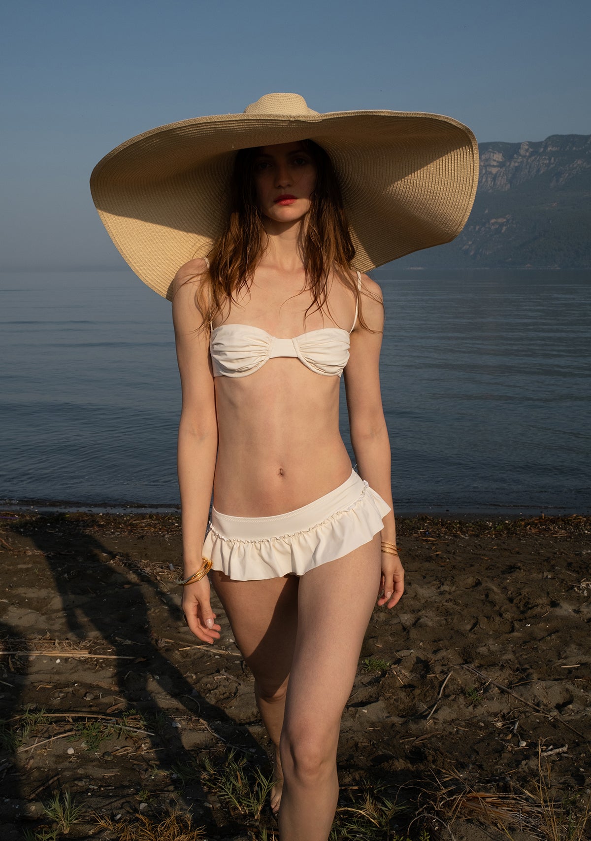 White Wave Skirt Bikini Bottom