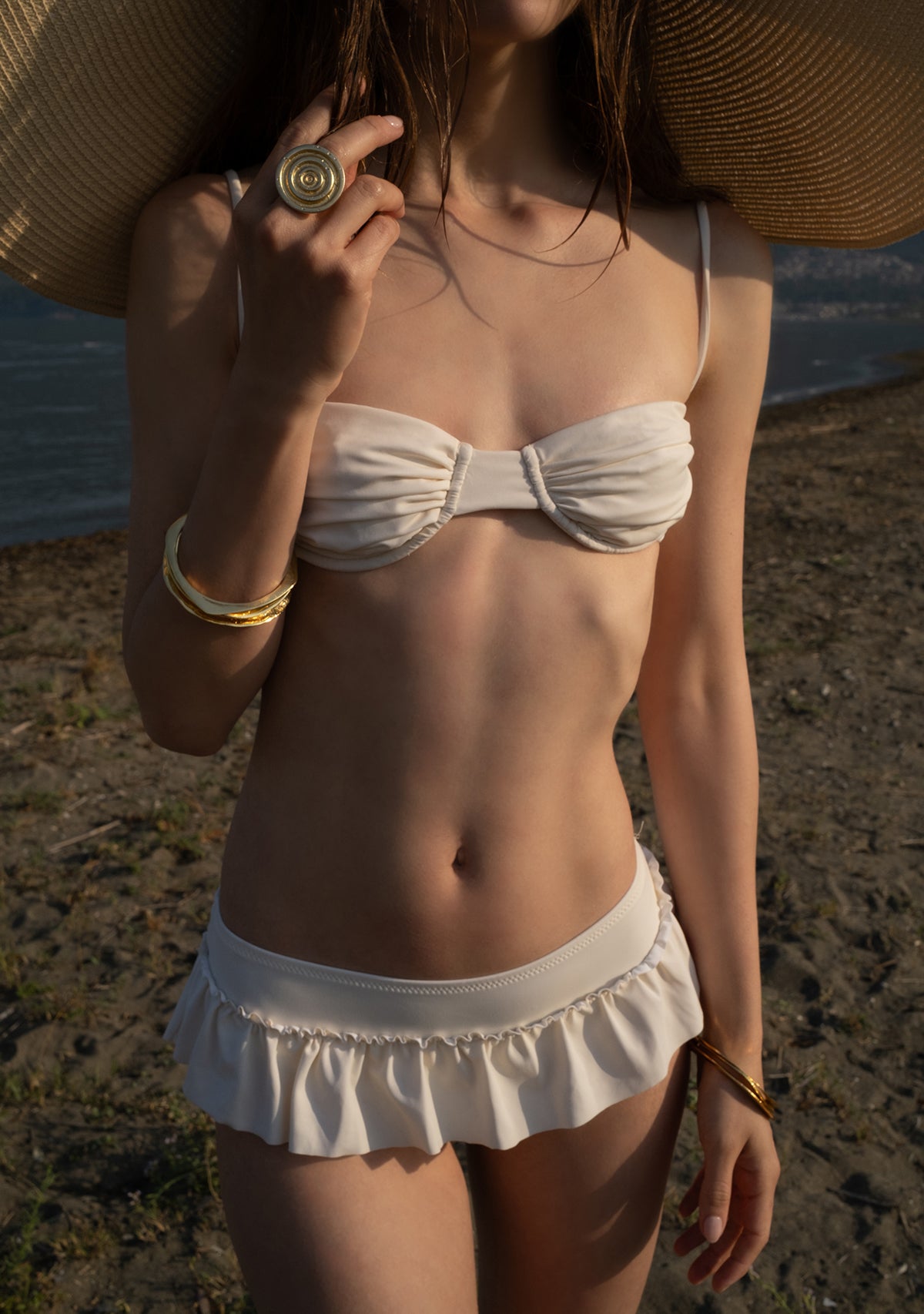 White Wave Skirt Bikini Bottom