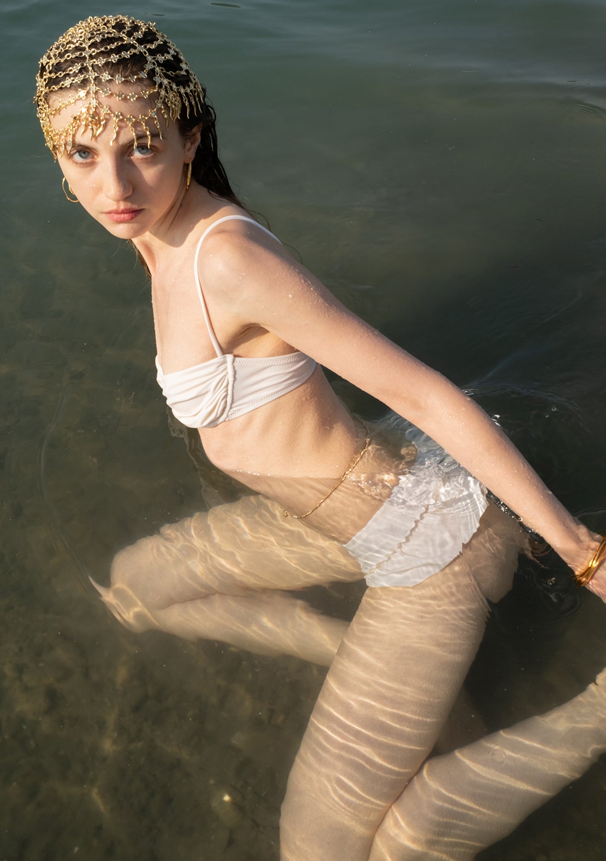 White Wave Skirt Bikini Bottom