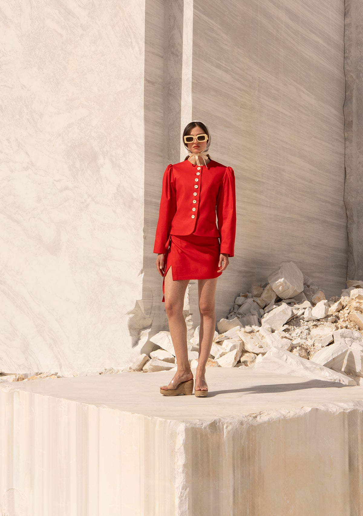 Red Silent Drama Wrap Skirt