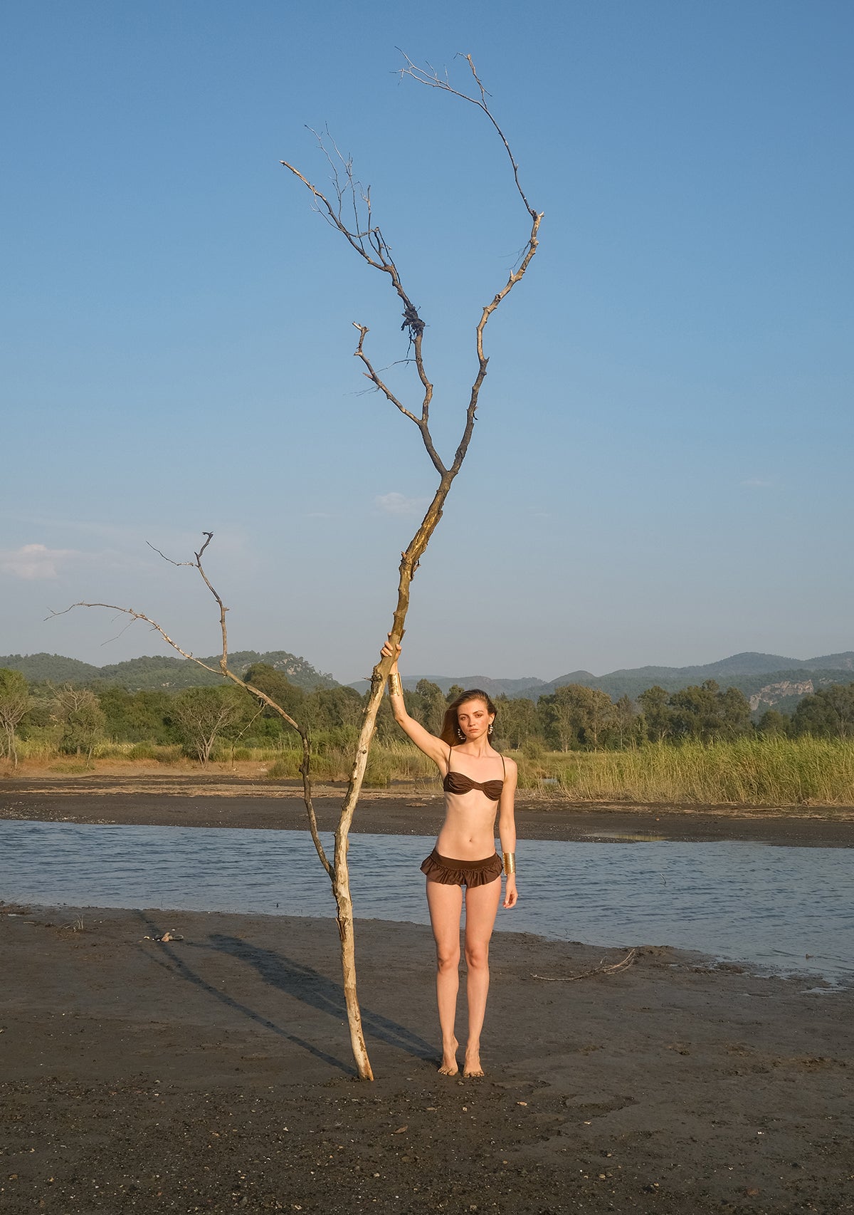 Brown Wave Skirt Bikini Bottom
