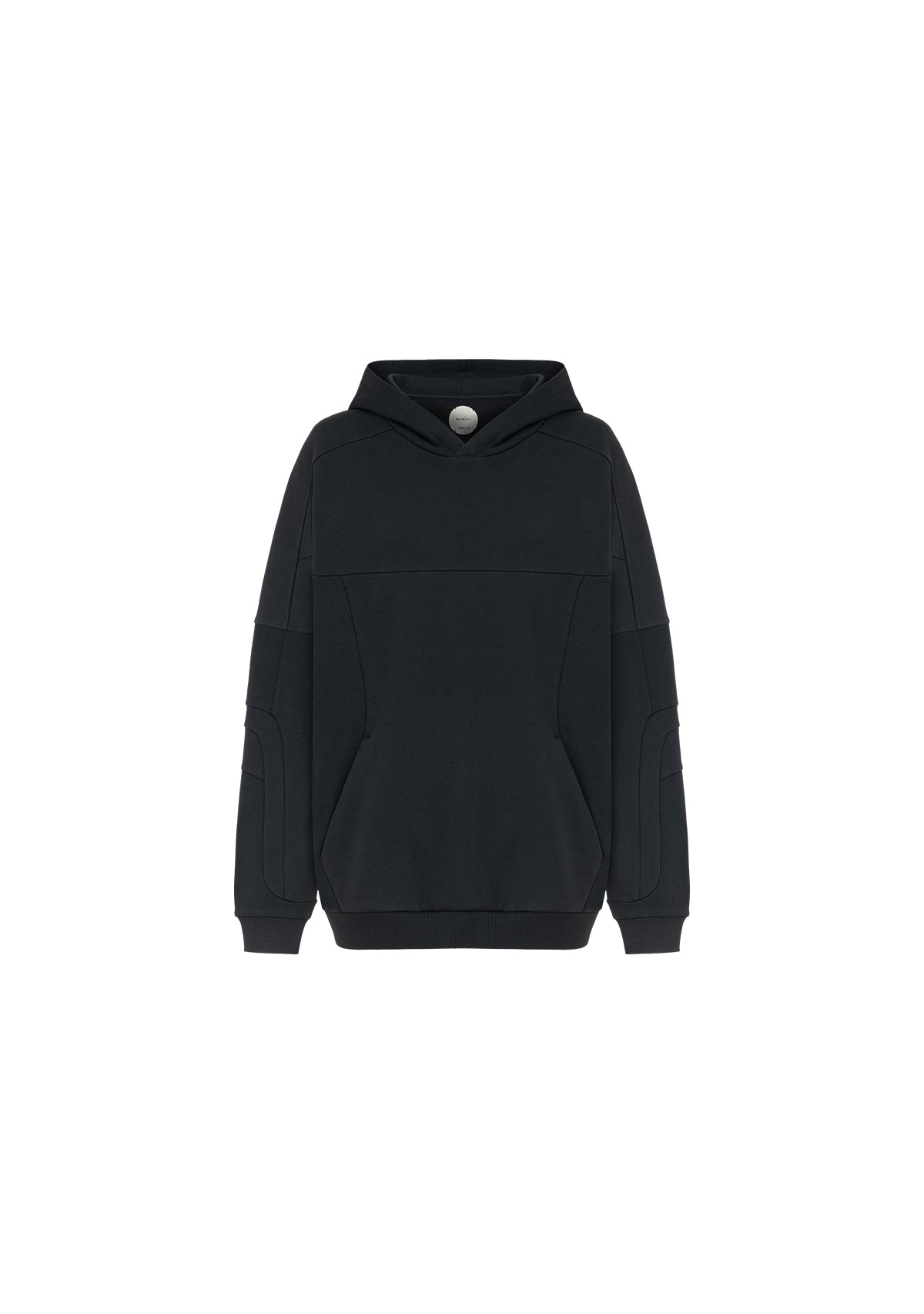 Dikiş Detaylı Kapüşonlu Oversize Siyah Sweatshirt