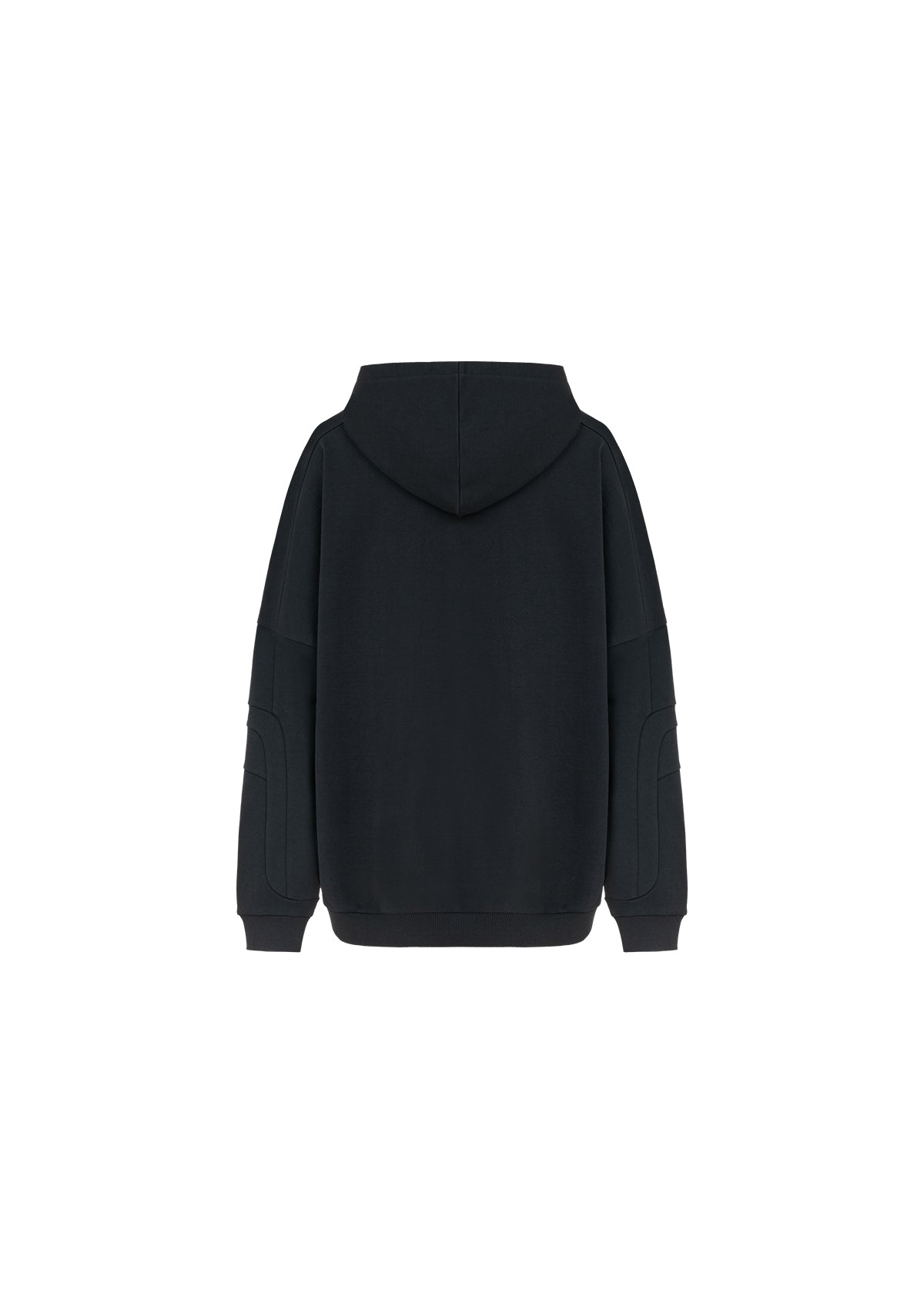 Dikiş Detaylı Kapüşonlu Oversize Siyah Sweatshirt