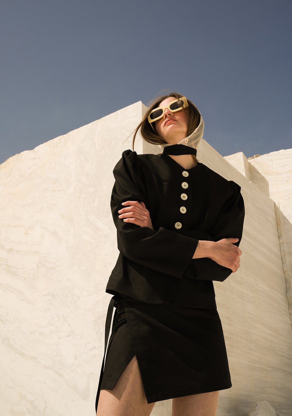 Black Silent Drama Wrap Skirt