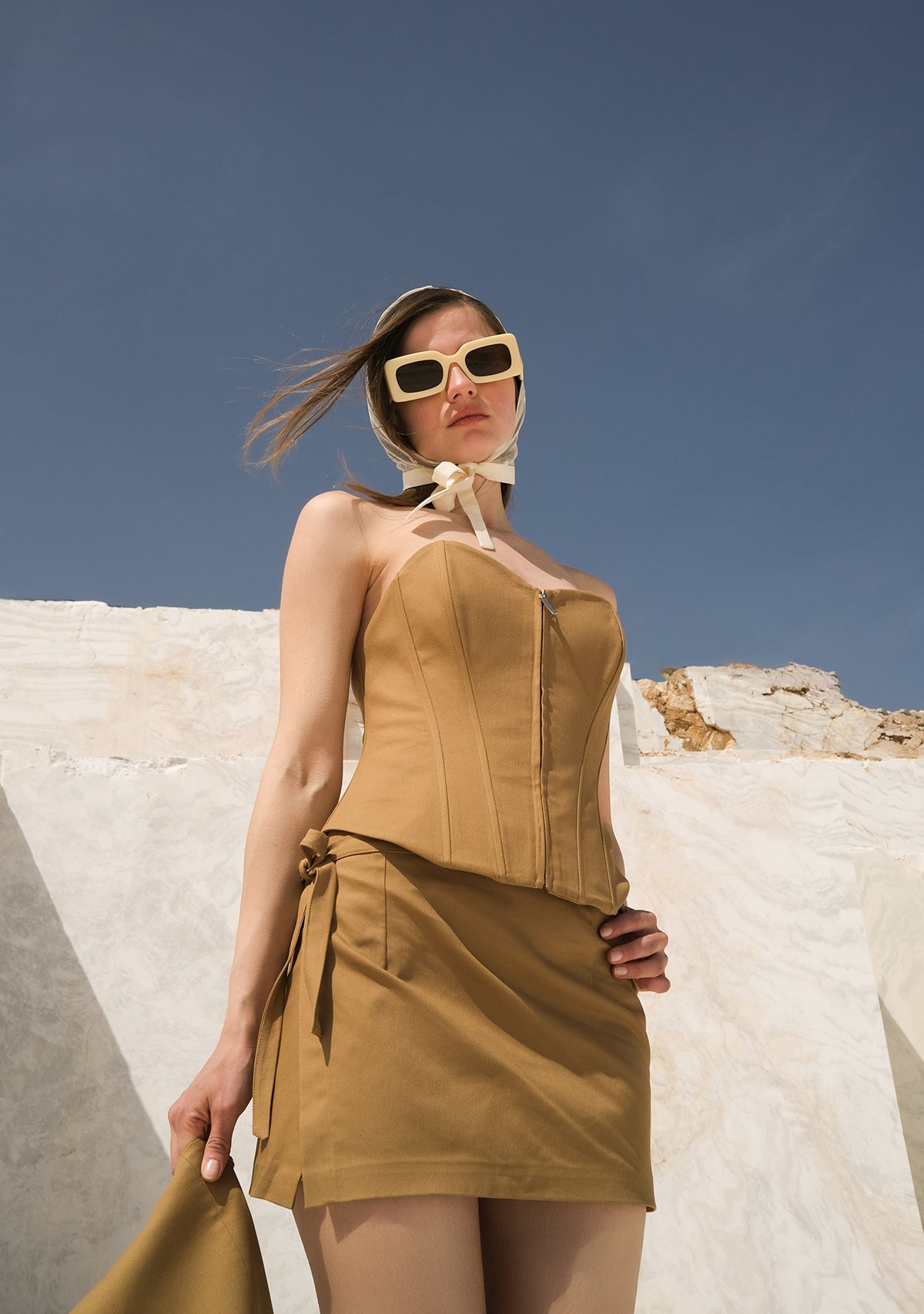 Beige Silent Drama Wrap Skirt