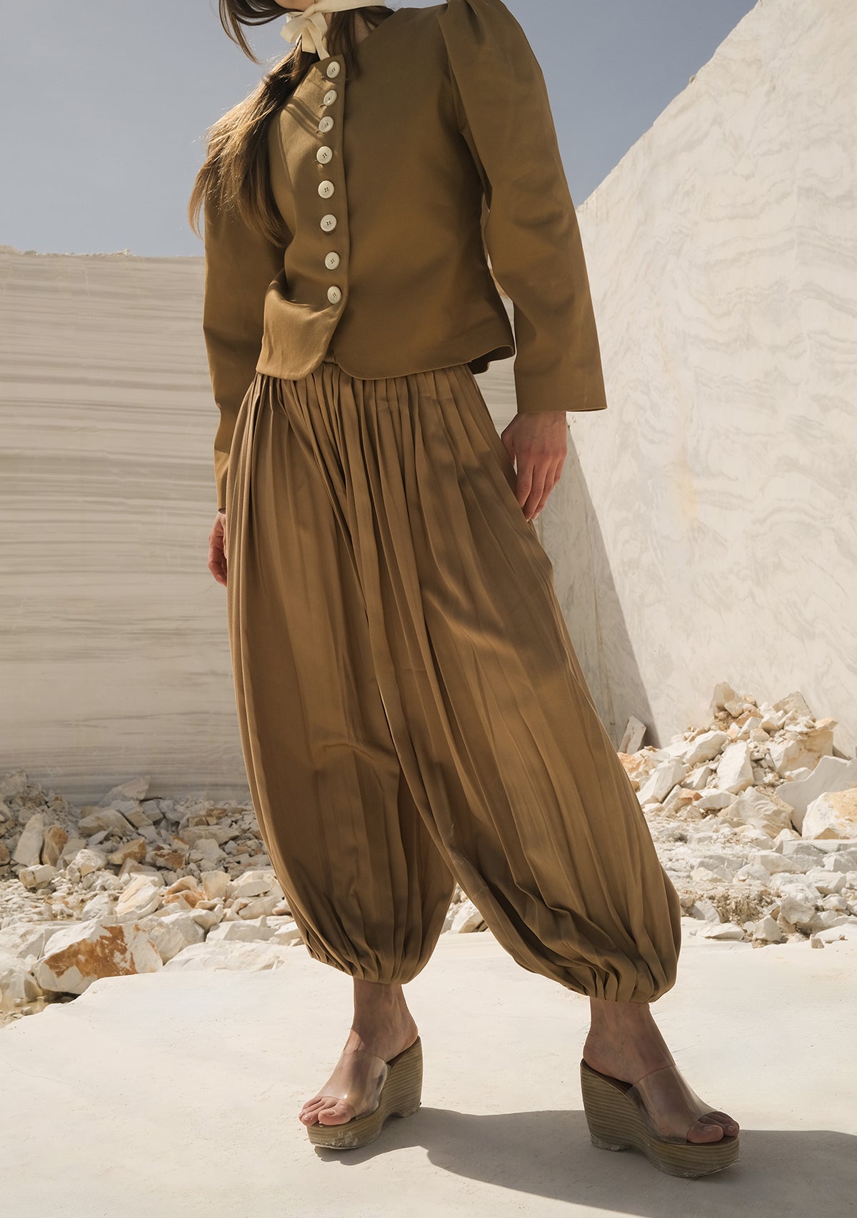 Beige Laughing Oracle Trousers