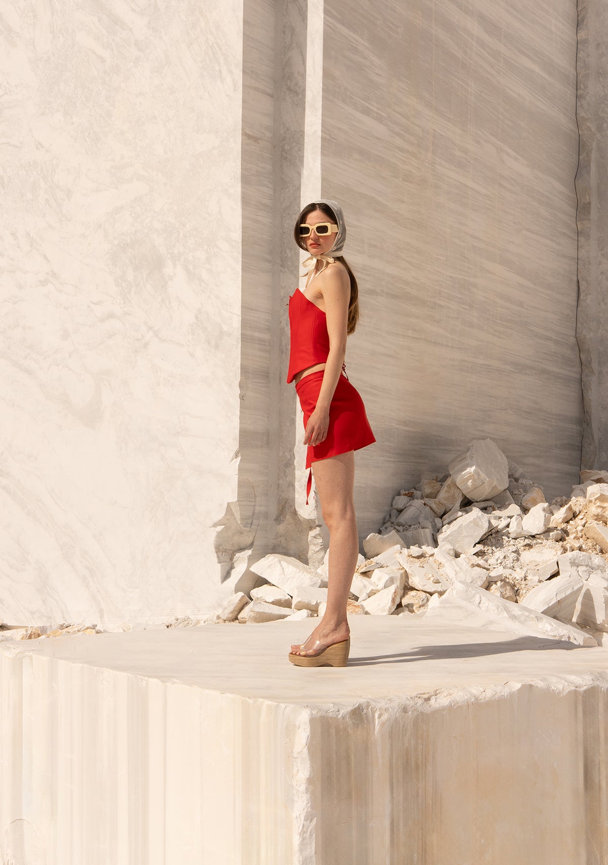 Red Silent Drama Wrap Skirt