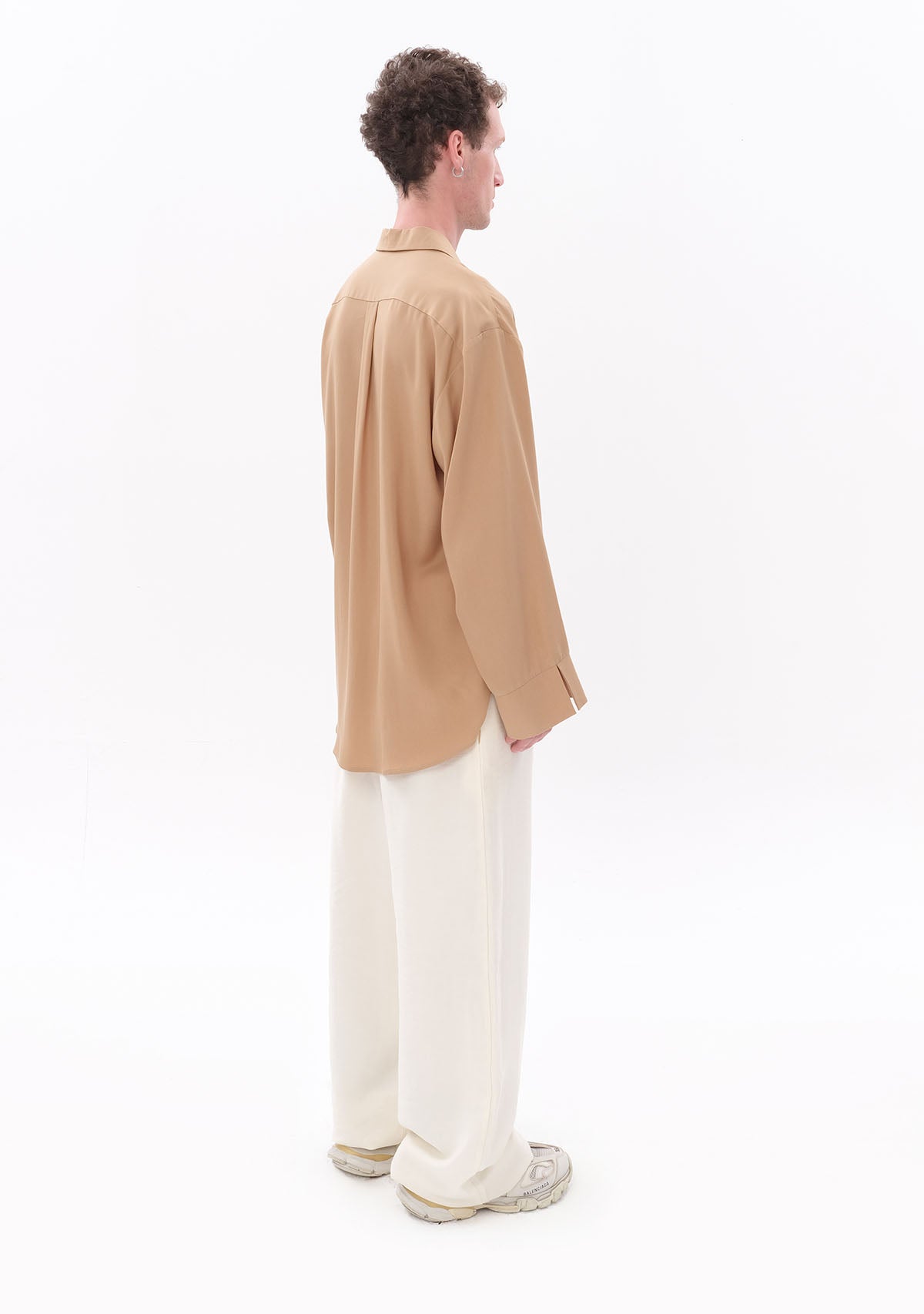 Beige Oversize Tencel Shirt