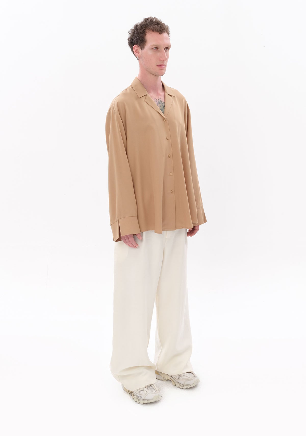 Beige Oversize Tencel Shirt