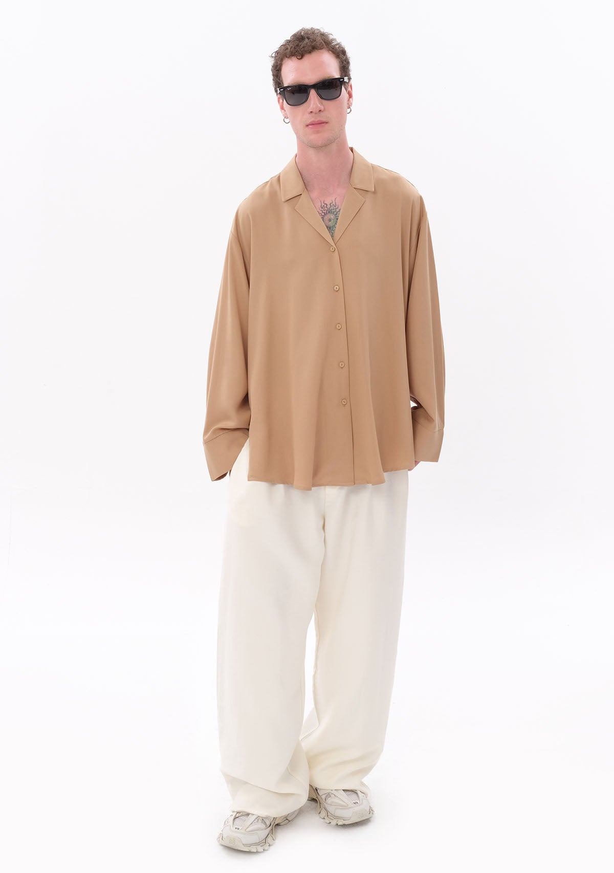 Beige Oversize Tencel Shirt