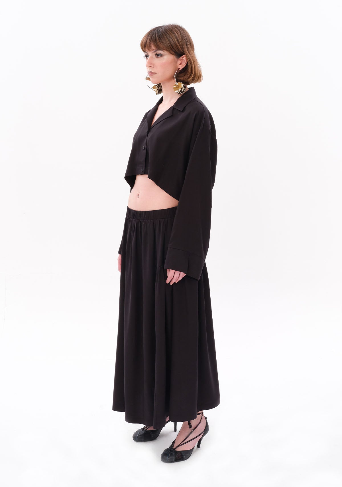 Black Oversize Crop Shirt