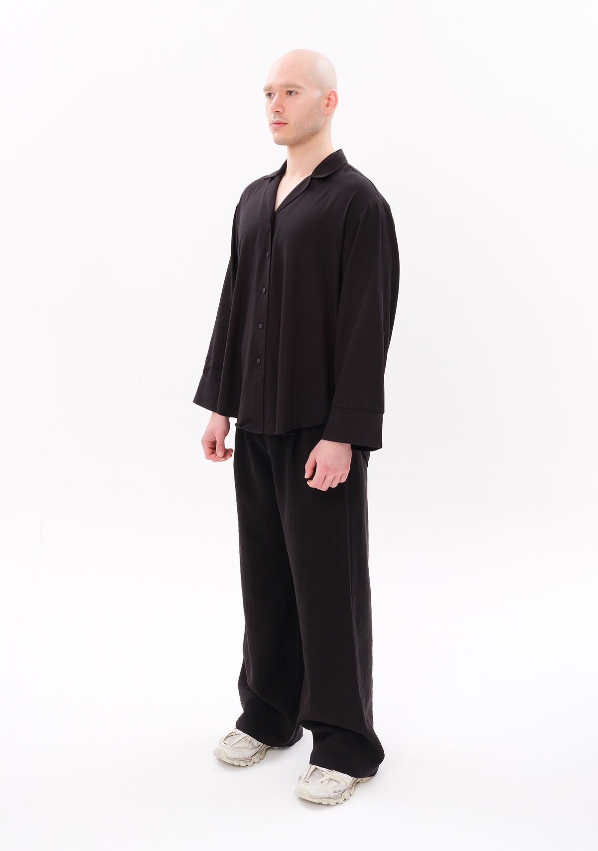 Siyah Tencel™ Oversize Gömlek