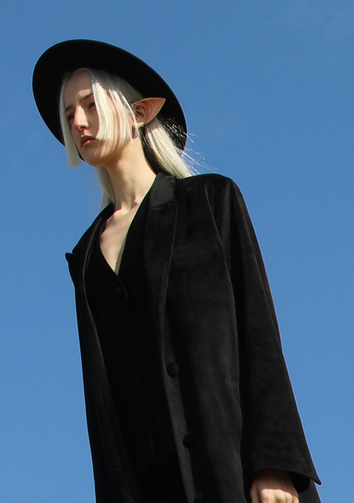 Siyah Kadife Uzun Ceket