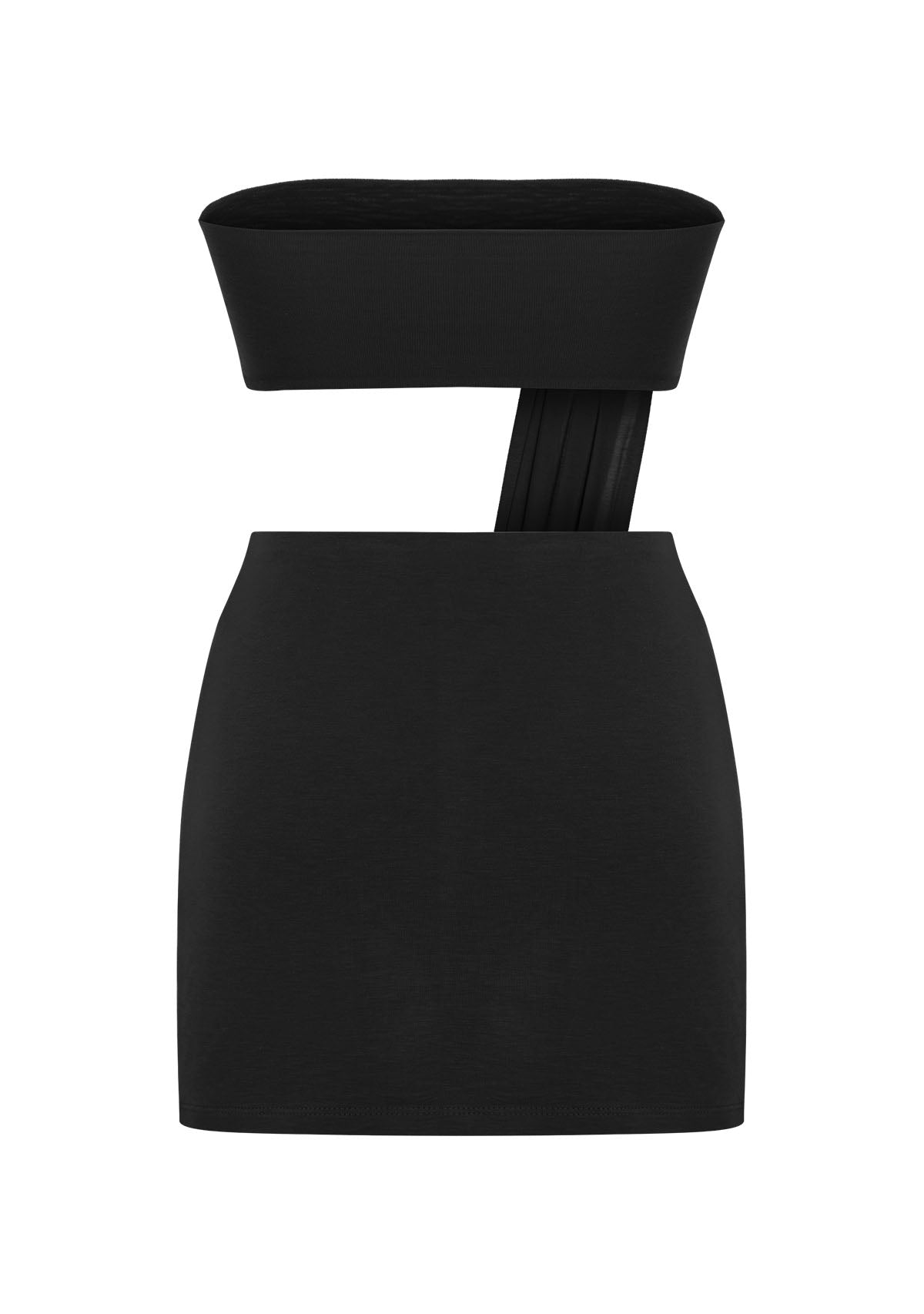 Siyah Z Detaylı Straplez Elbise