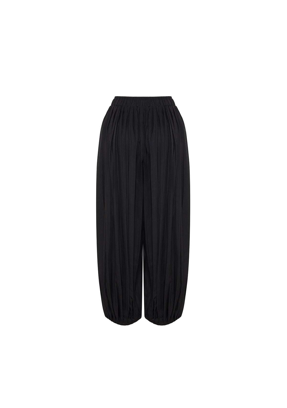 Beli Lastikli Tencel™ Siyah Şalvar Pantolon