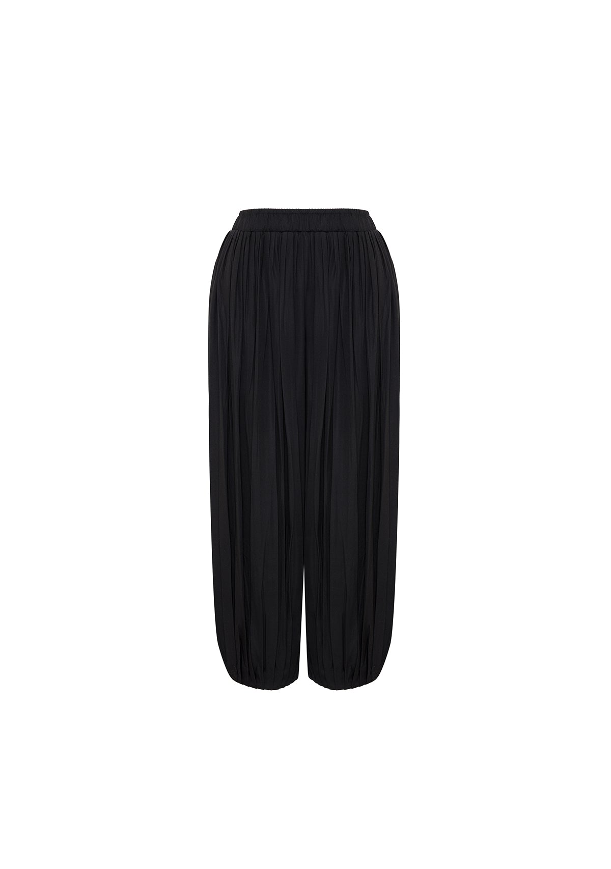 Beli Lastikli Tencel™ Siyah Şalvar Pantolon
