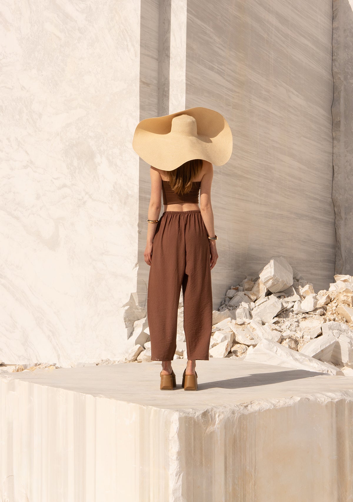 Brown Strapless Top