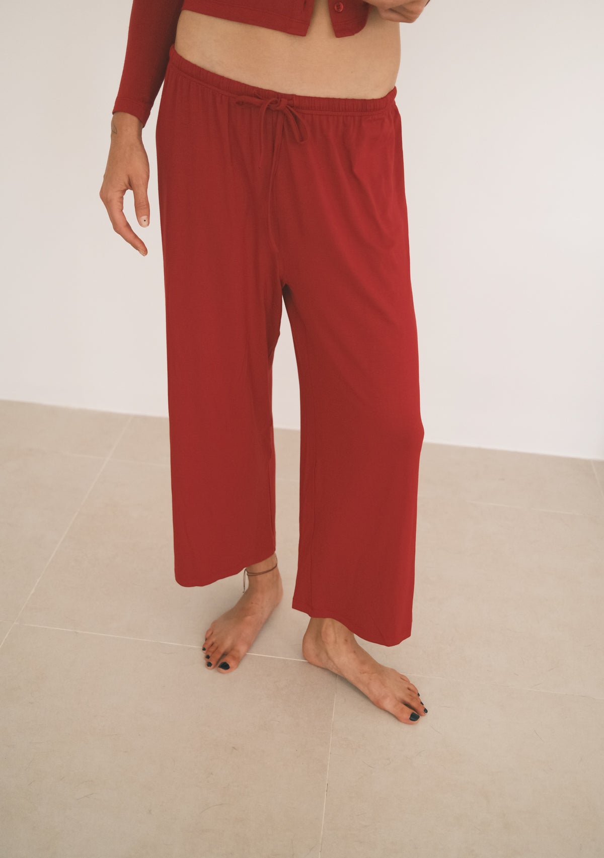Lastik Belli Dökümlü Pantolon