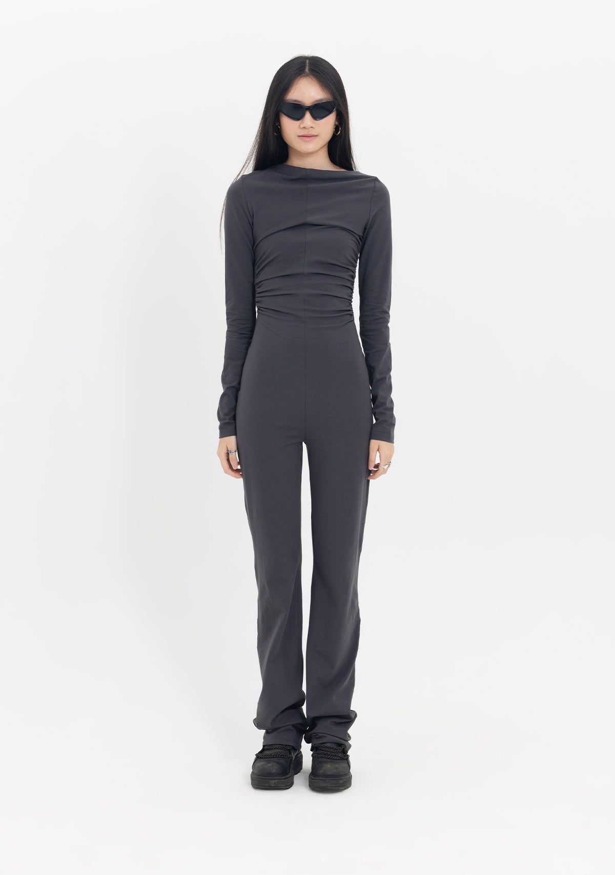 Eterna Draped Anthracite Jumpsuit