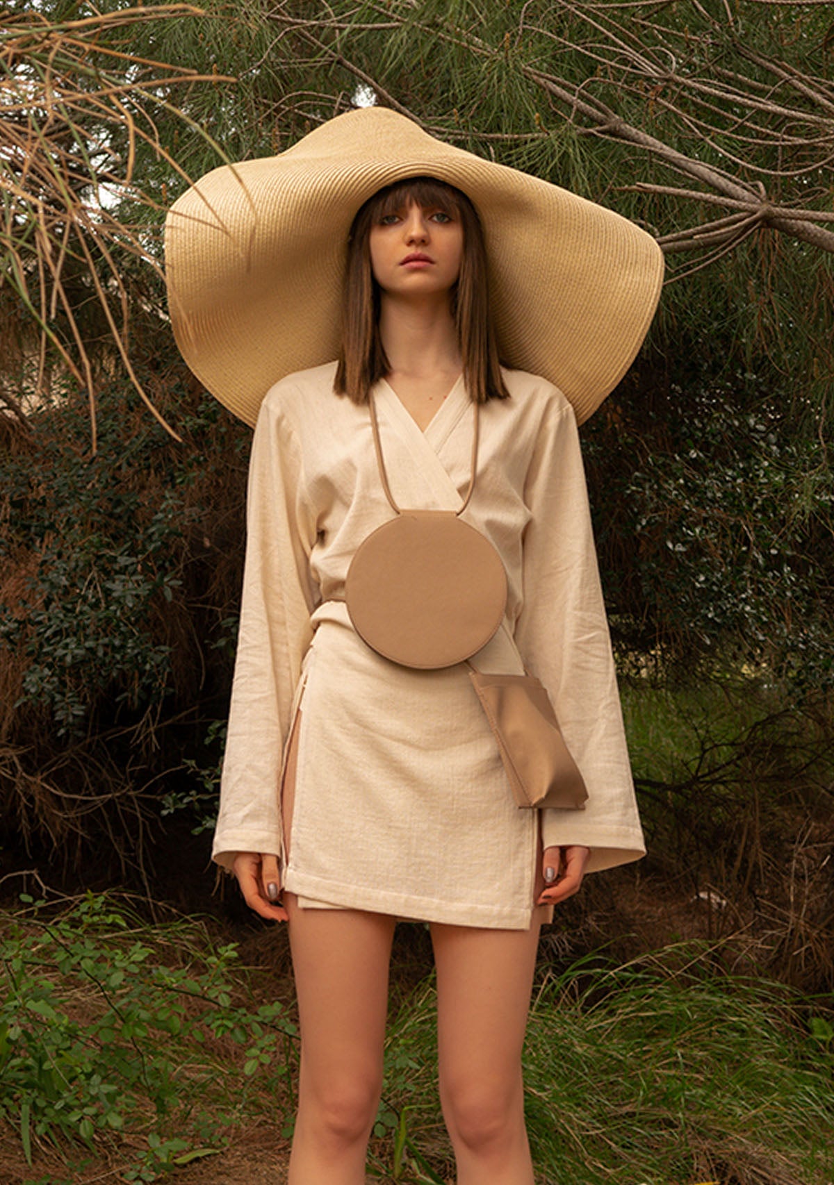 Mocha Vegan Leather Round Bag