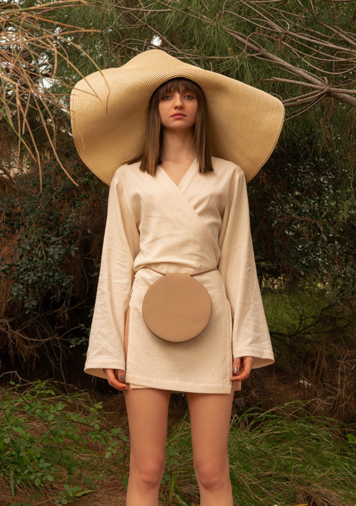 Mocha Vegan Leather Round Bag