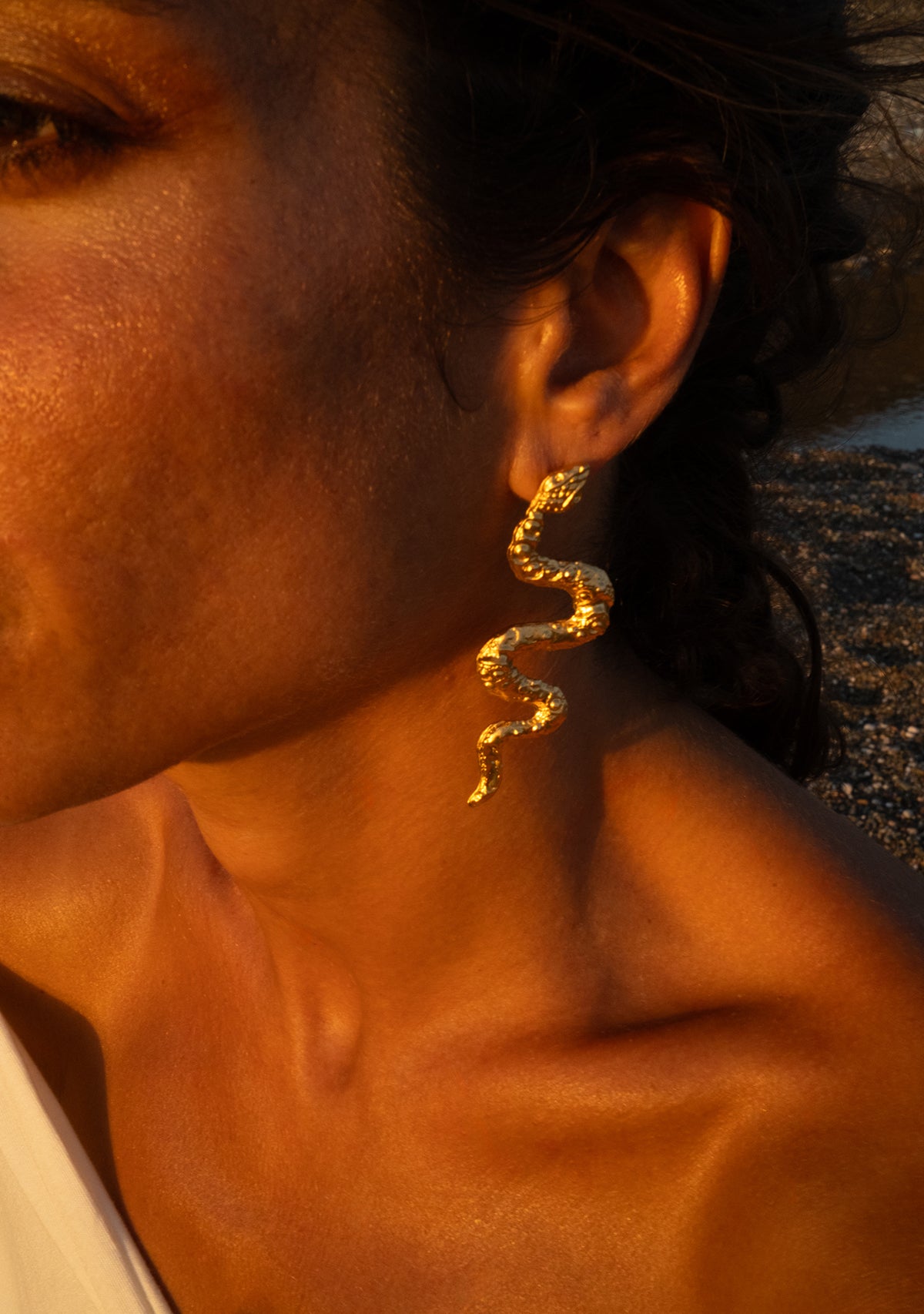 Serpent  Veil Gold Earring