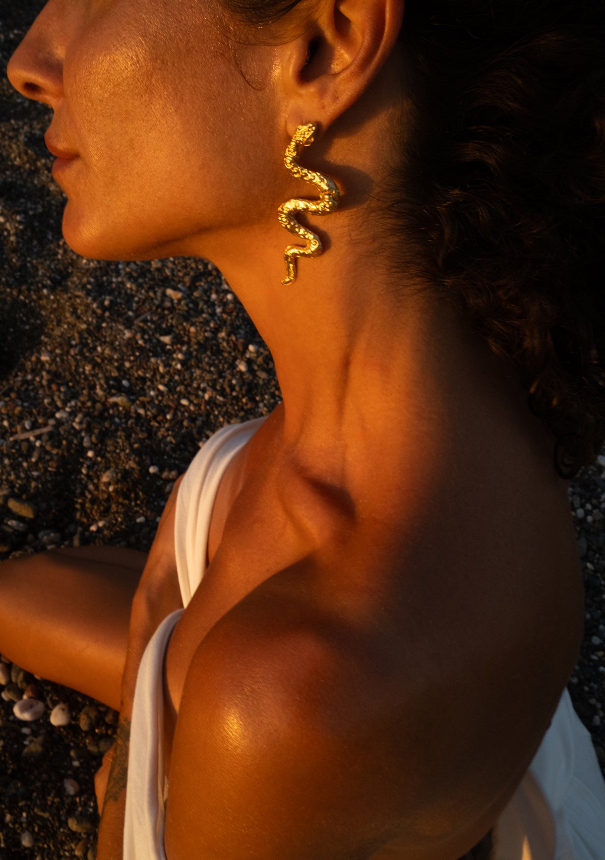 Serpent  Veil Gold Earring