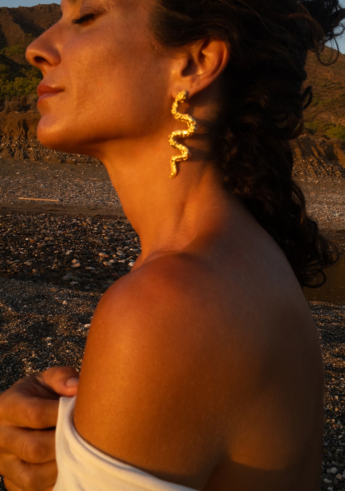 Serpent  Veil Gold Earring